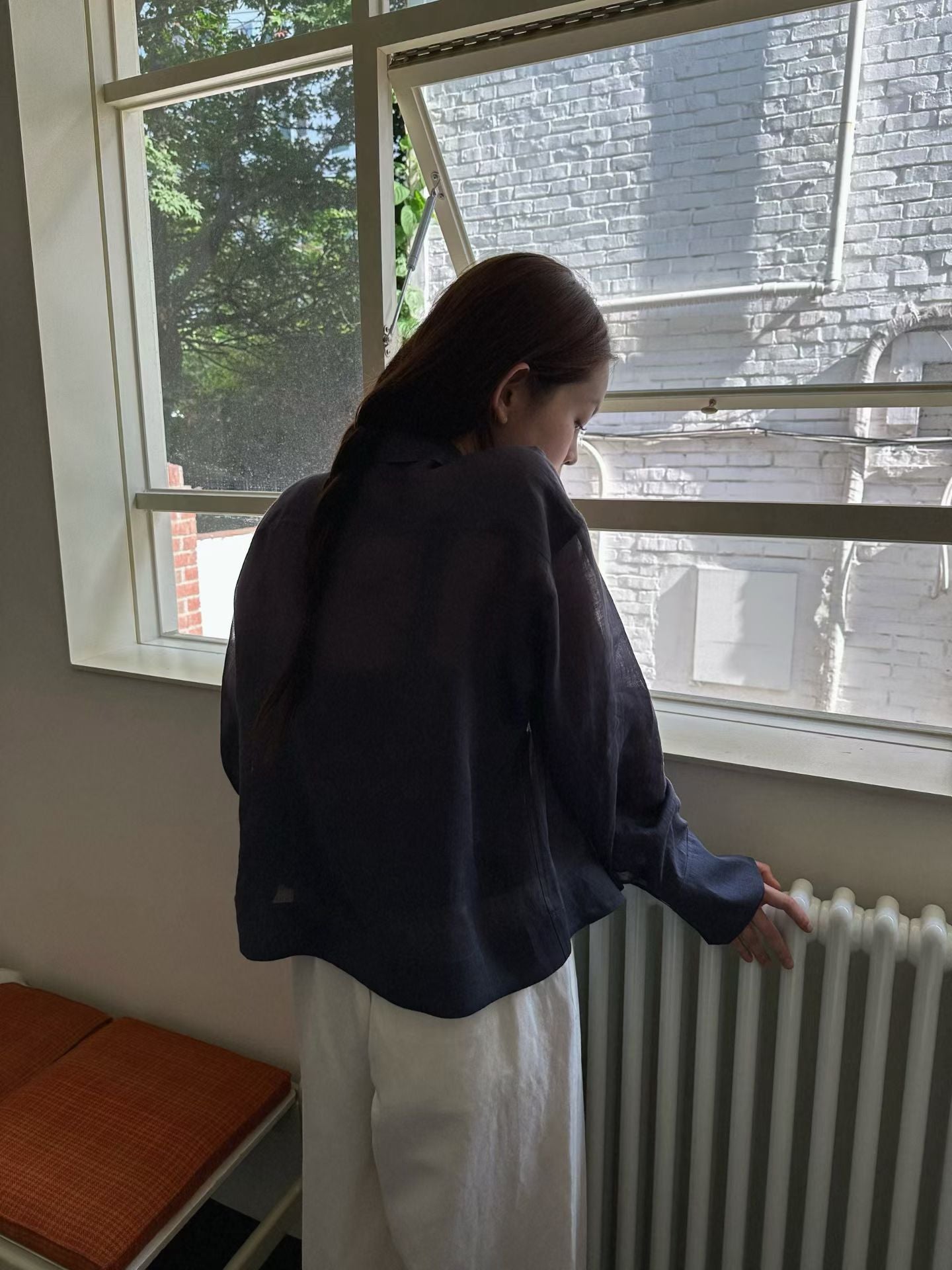 質感多色亞麻輕薄透視感防曬襯衣-8