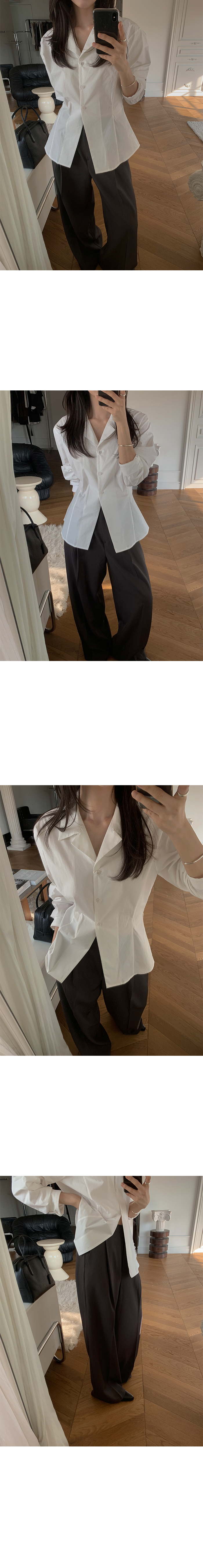 俐落挺感高腰抓褶闊腿西裝褲