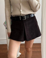 燈芯絨百褶前擺裙褲