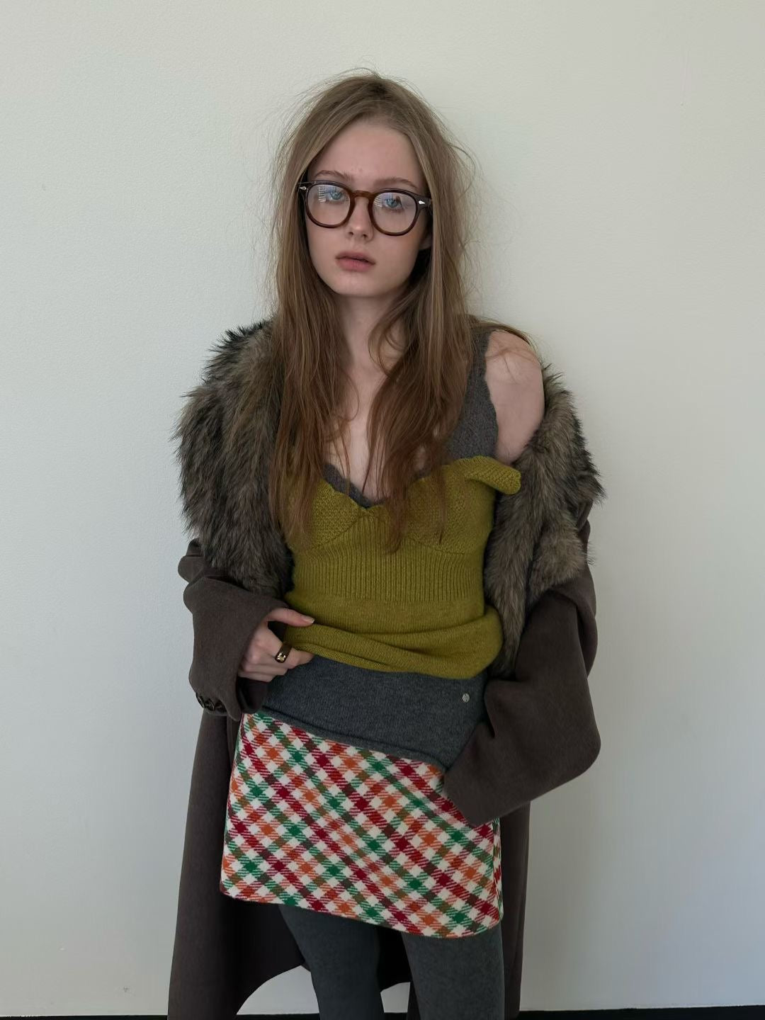 法式疊穿鉤邊羊毛針織吊帶背心 Crochet-Trim Knit Camisole