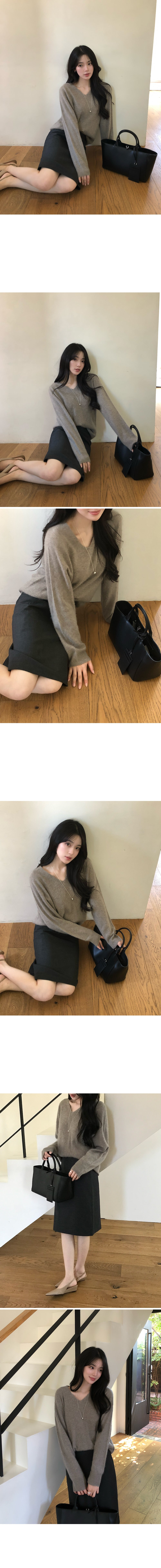 簡約羊毛混紡V領針織衫