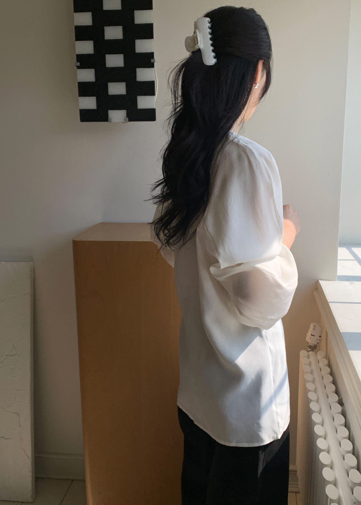 光澤垂墜感側扣襯衫