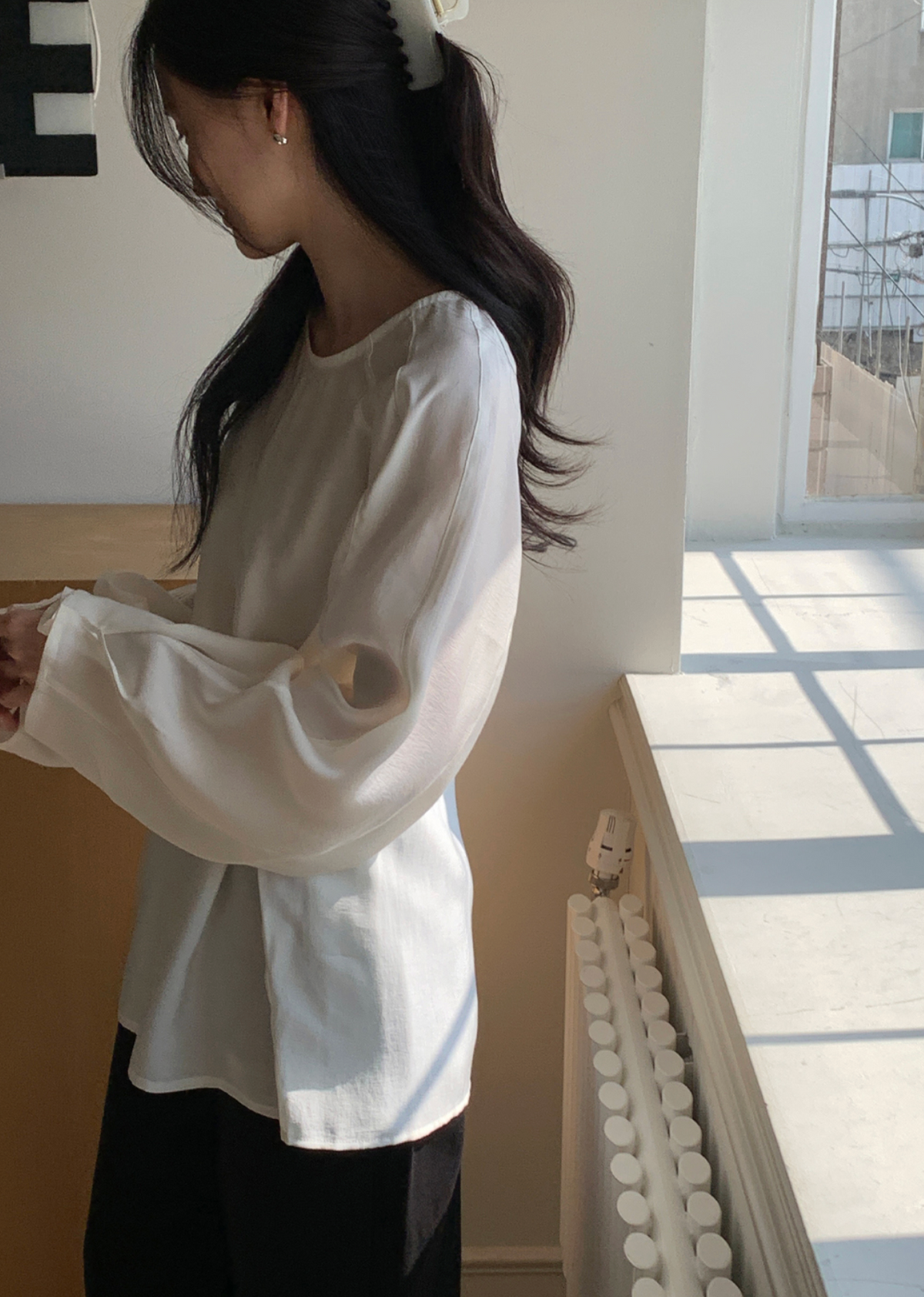光澤垂墜感側扣襯衫