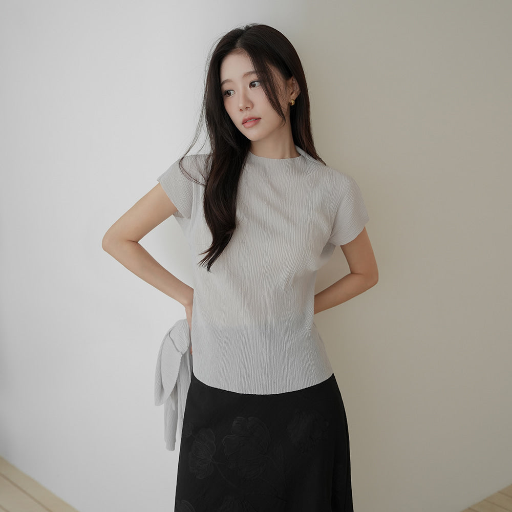 簡約知性細褶小立領開衫三件套