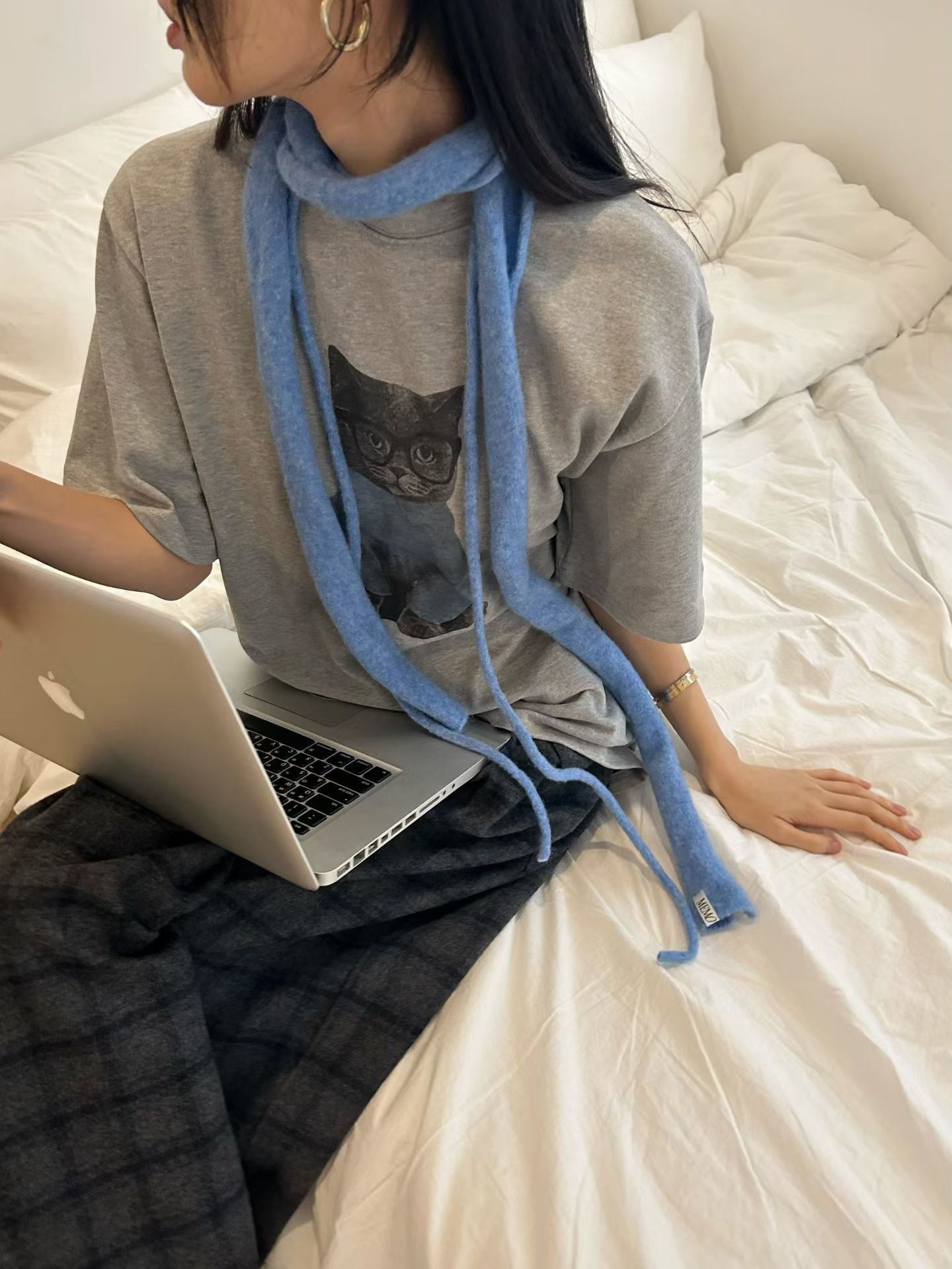 眼鏡小貓印花短袖T恤 Cat With Glasses Graphic T‑Shirt