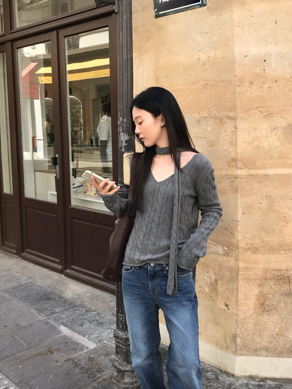 復古水洗純棉微喇牛仔褲