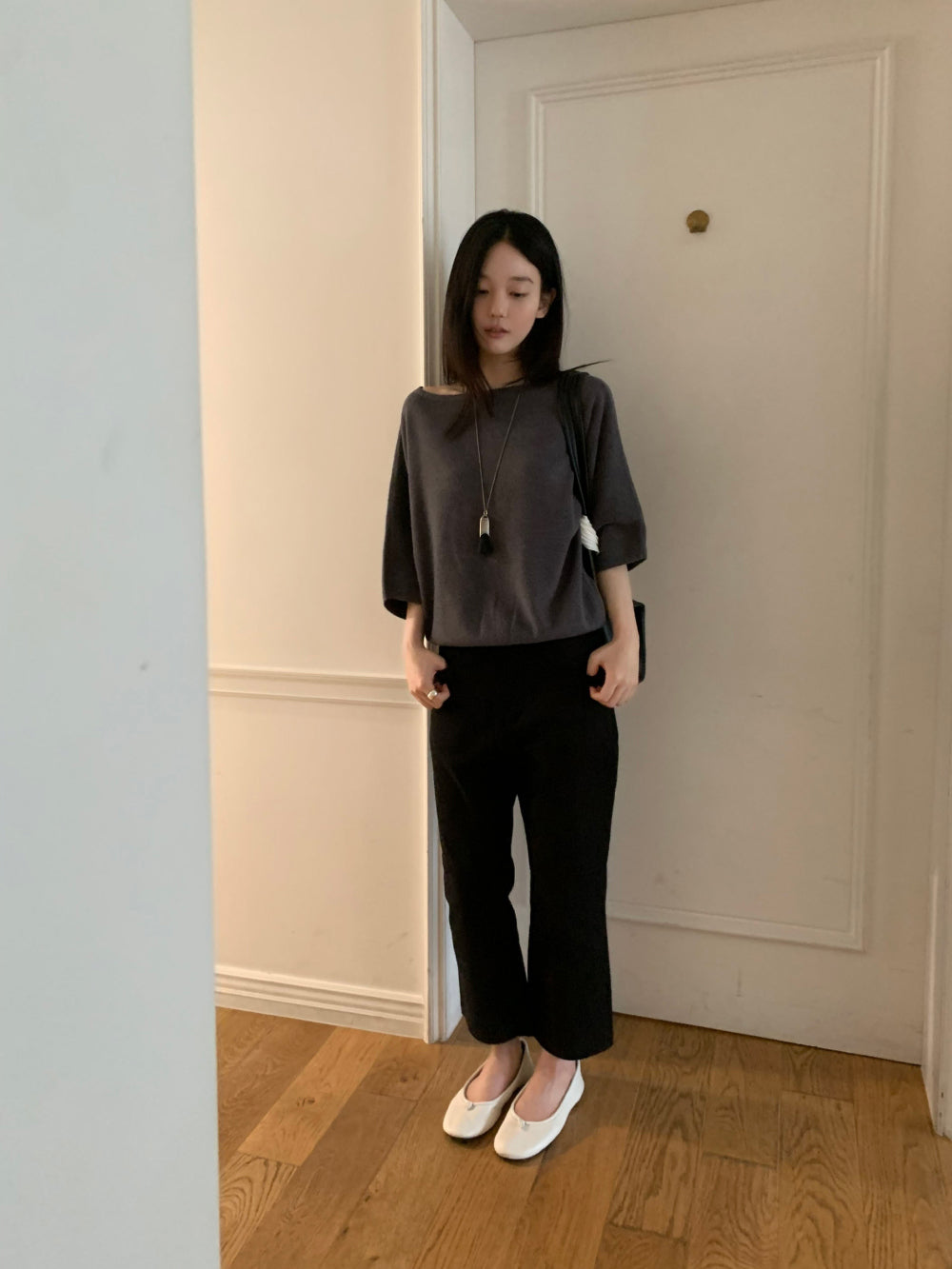 溫柔知性一字領親膚針織衫