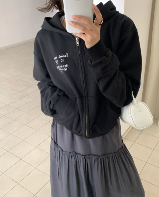 簡約日常純棉雙拉鍊連帽外套