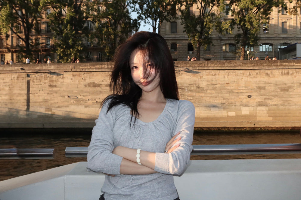 溫柔純棉抓褶針織罩衫背心套裝