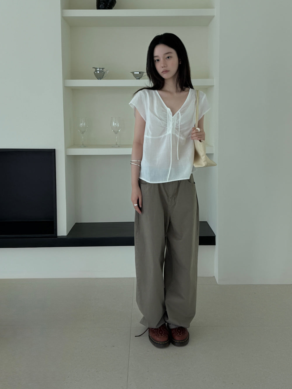 簡約率性挺版純棉繭型寬褲