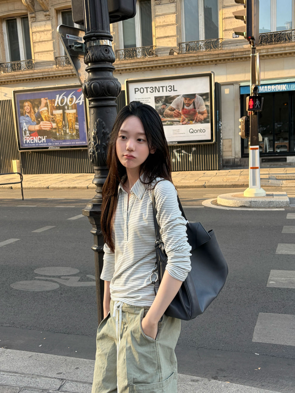 簡約知性柔彈天絲微修身條紋翻領上衣