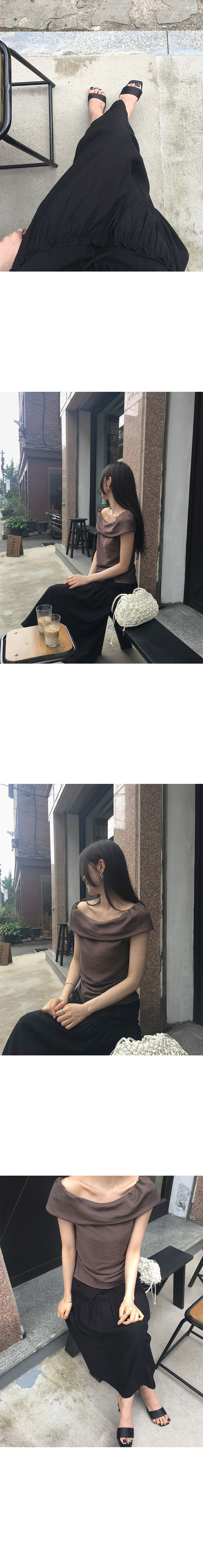 質感肌理壓皺兩穿式立體垂墜露肩上衣