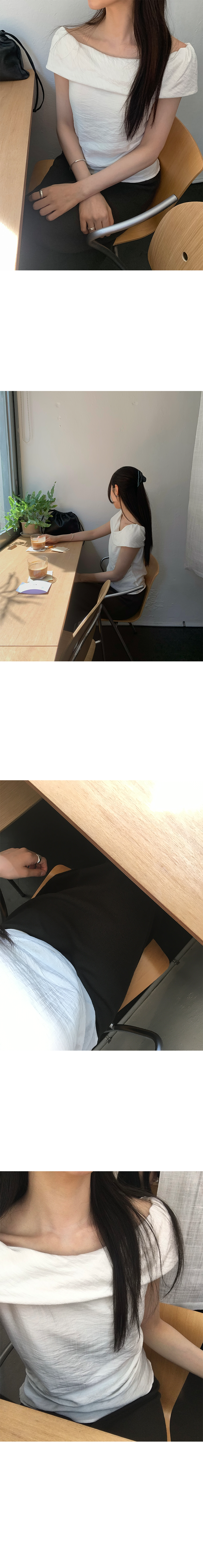 質感肌理壓皺兩穿式立體垂墜露肩上衣