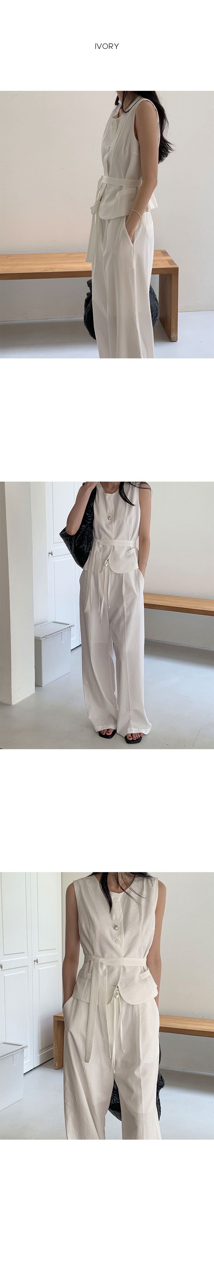 圓領附綁帶排釦背心