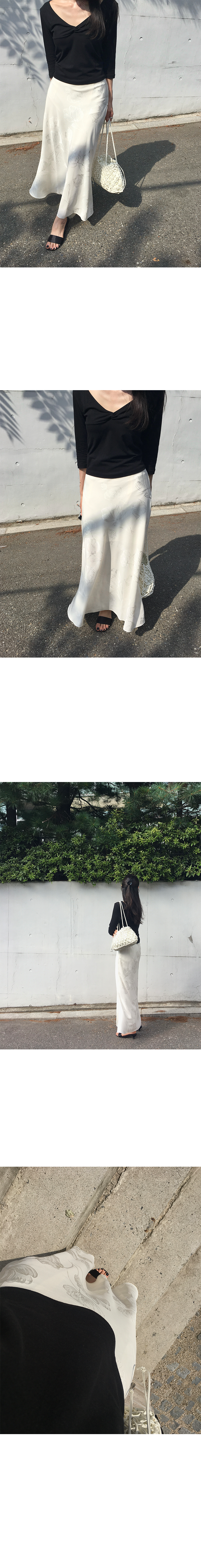 優雅絲光暗花魚尾長裙