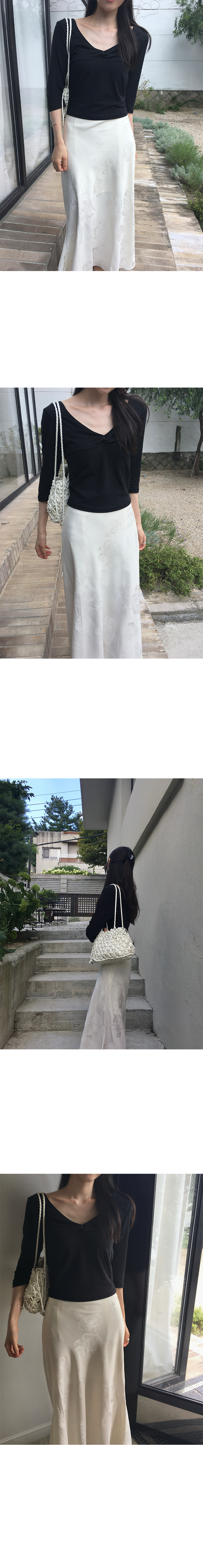 優雅絲光暗花魚尾長裙