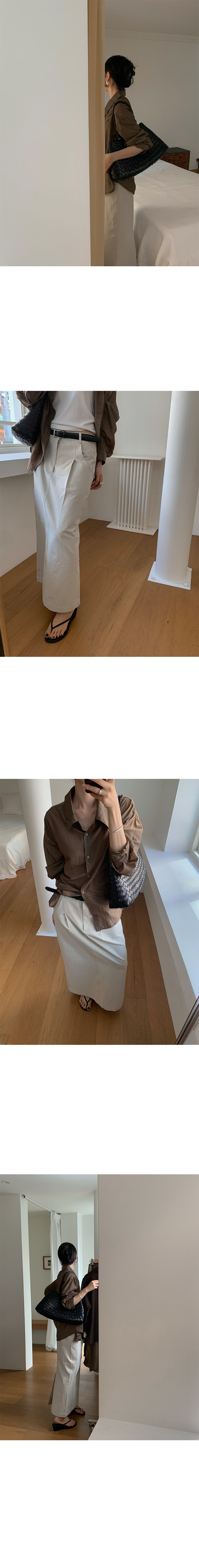 復古俐落挺版棉質直筒長裙
