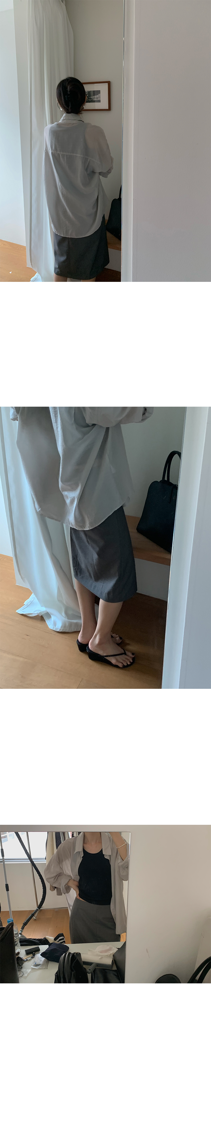 簡約率性低腰切線直筒中長裙