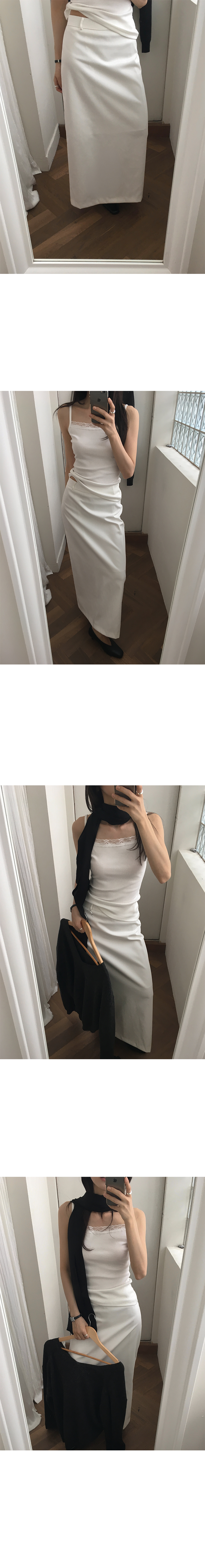 細緻蕾絲坑條修身背心-3