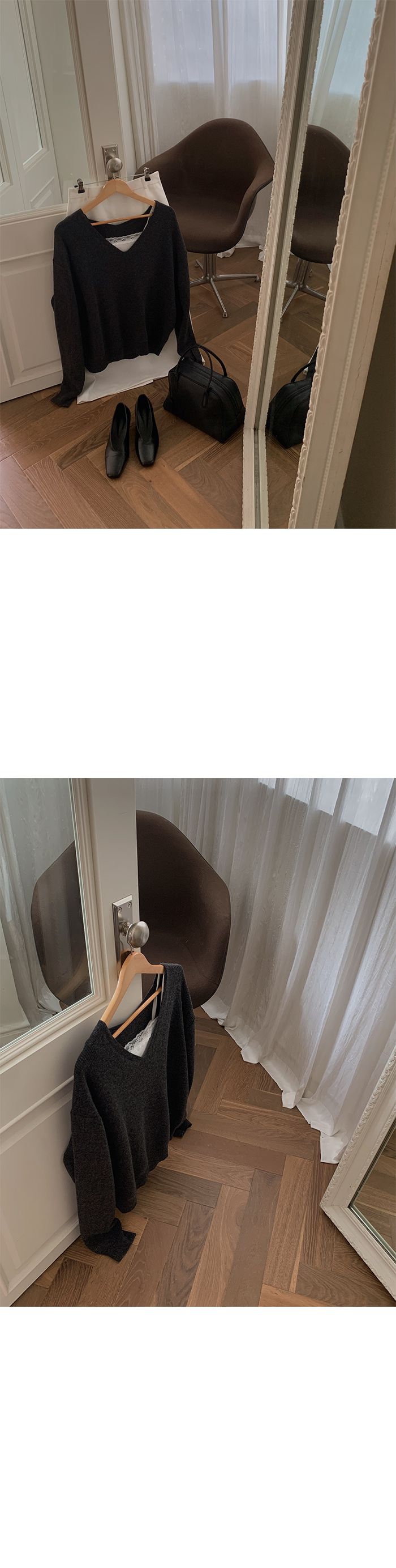 細緻蕾絲坑條修身背心-4