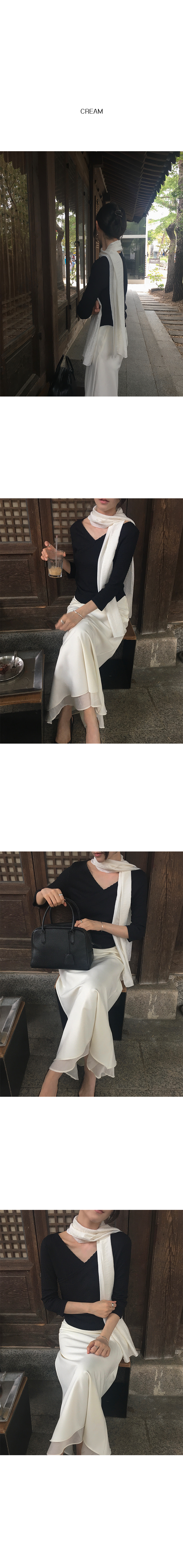 優雅垂墜雙層拼接A字長裙-2