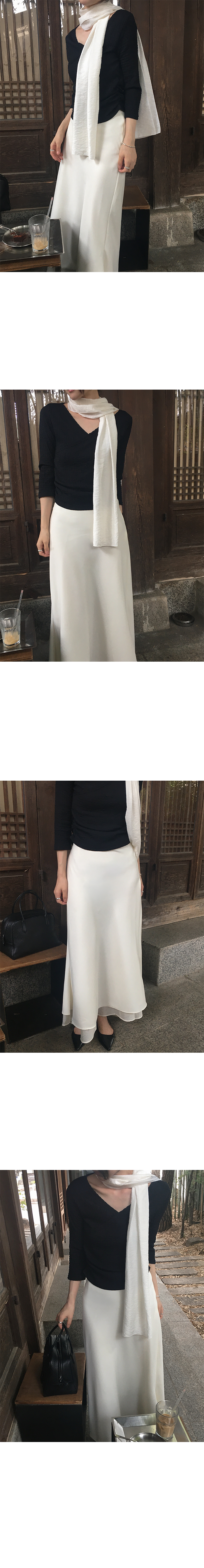 優雅垂墜雙層拼接A字長裙-4