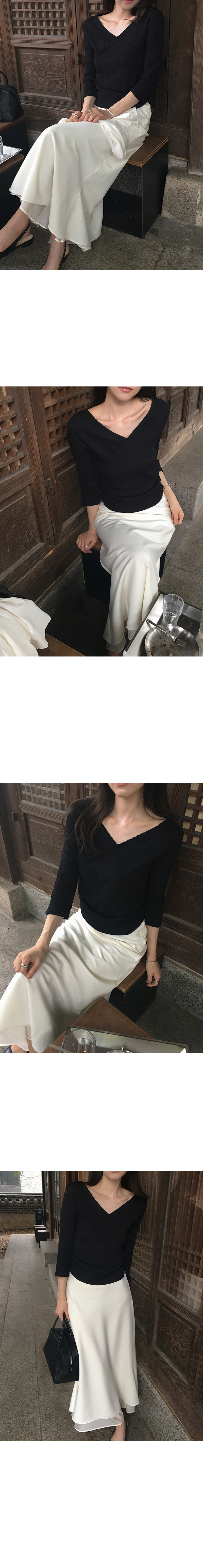 優雅垂墜雙層拼接A字長裙-6