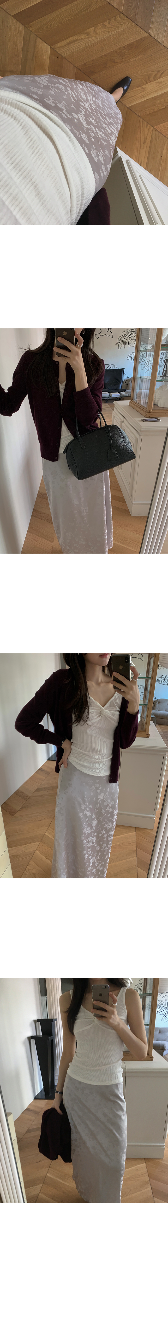 雅緻微光緞面碎花直筒長裙-6