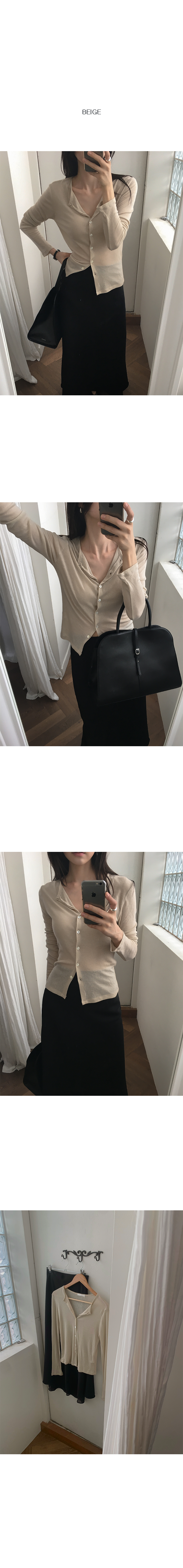 溫柔修身輕薄圓領針織開衫-2