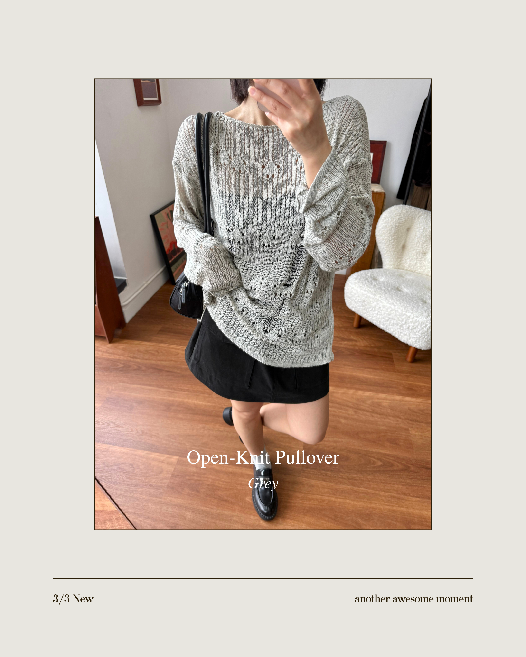 鏤空針織罩衫 Open‑Knit Pullover